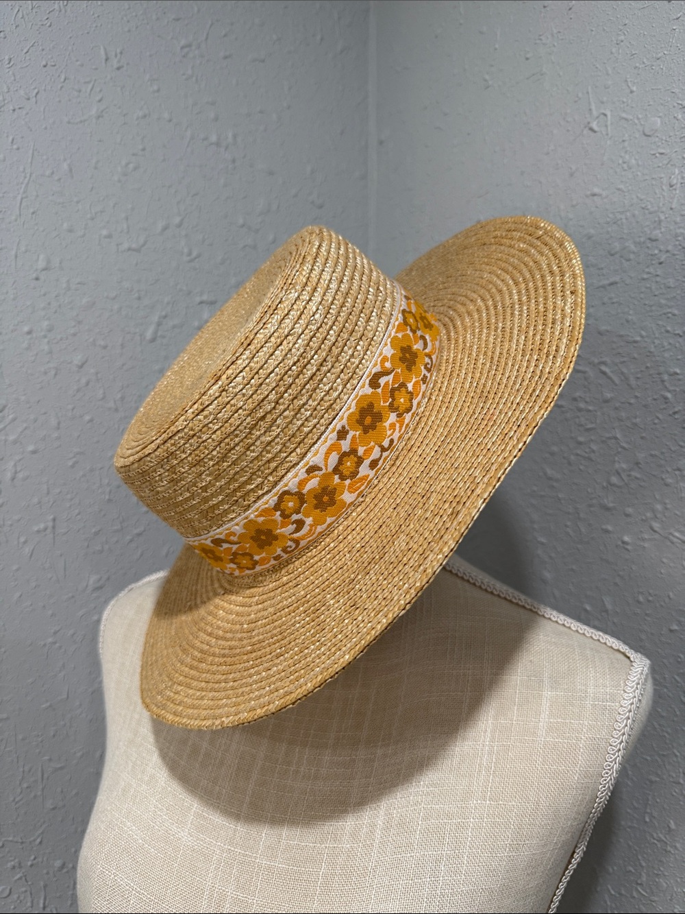 Lack Of Color Spencer Straw Boater Hat in Retro Marigold Size Small